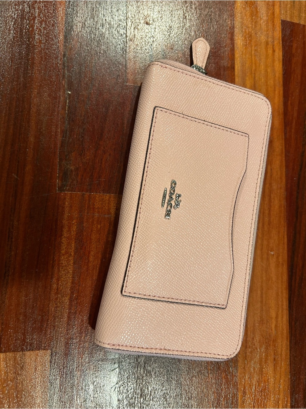 Coach Light Pink Zip Around Leather Wallet with Exterior Card Slot